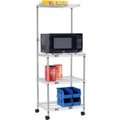 Global Equipment Nexel    Poly-Z-Brite    4 Tier, Single Station Wire Microwave Cart, 24"L x 18"W x 65"H 806450